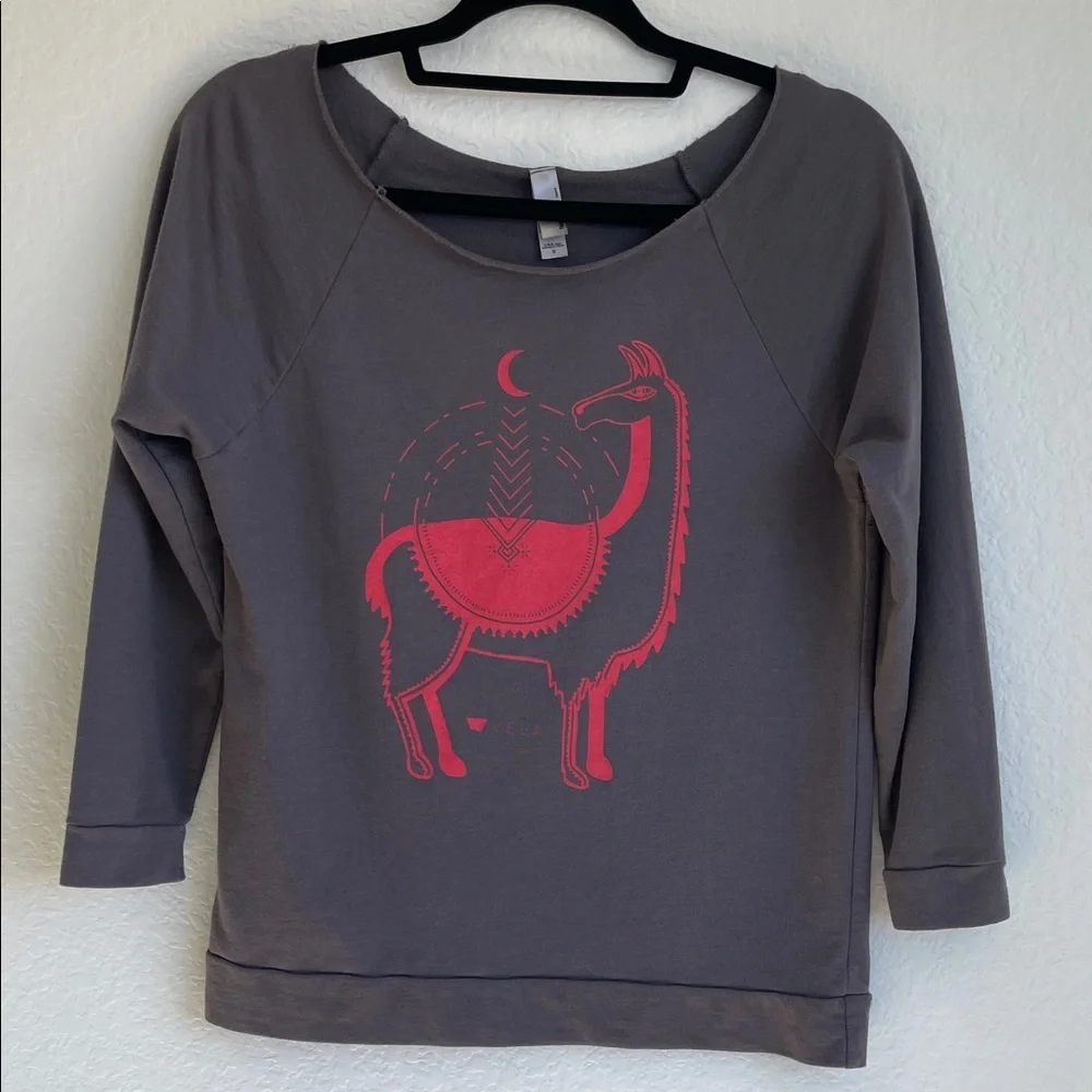 Next Level Apparel • Gray Sweatshirt with Hot Pink Llama Design • Small